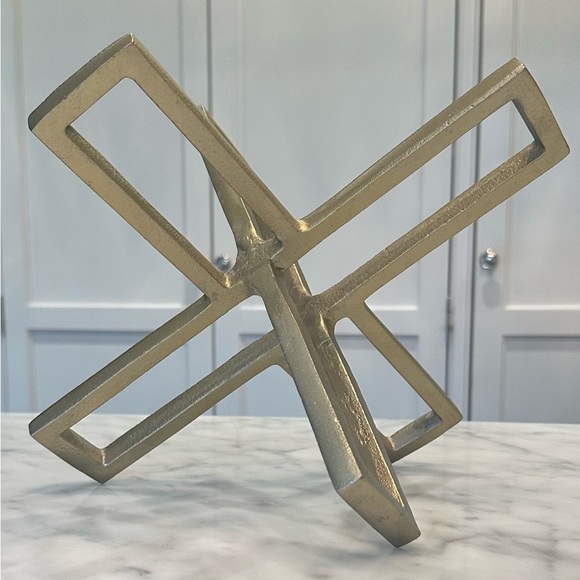Metallic Gold Cube / Cross Sculpture - Picture 2 of 8